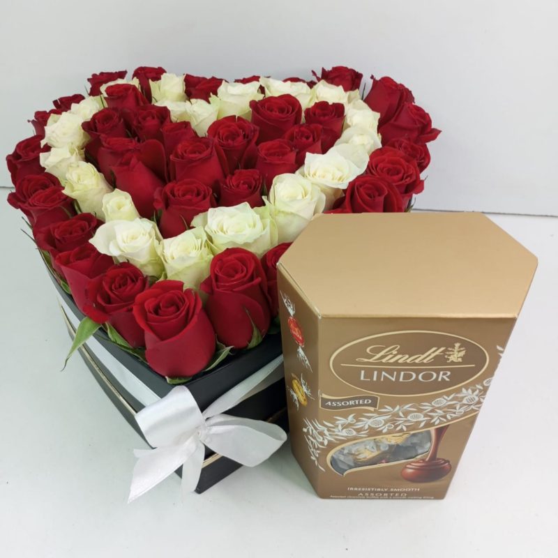 Roses Heart Box & Lindt Combo - Gifts and Flowers Kenya | Same Day ...